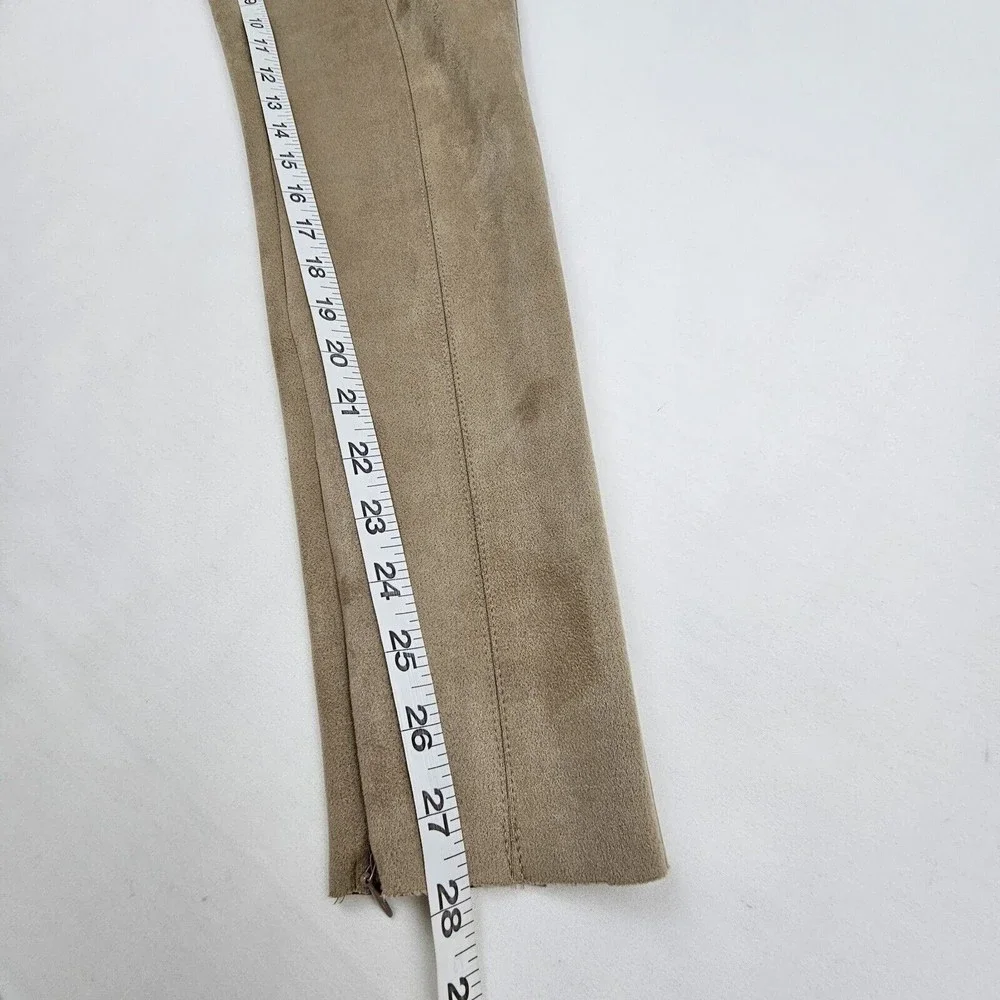 Zara Women Faux Suede Leggins Size Small Color Brown Tan Elastic Waistband Comfy - Picture 9 of 13